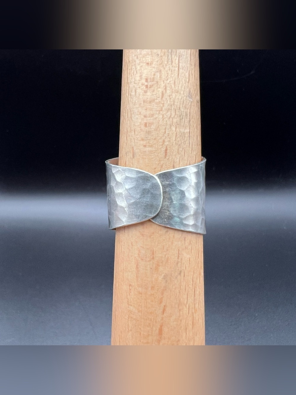 Sterling Silver Hammered Cigar Band Ring - Picture 4 of 7